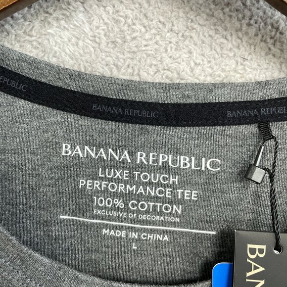 NEW Banana Republic Men's L Luxe Touch Performance Tee 100% Cotton Gray T-Shirt - Picture 4 of 6